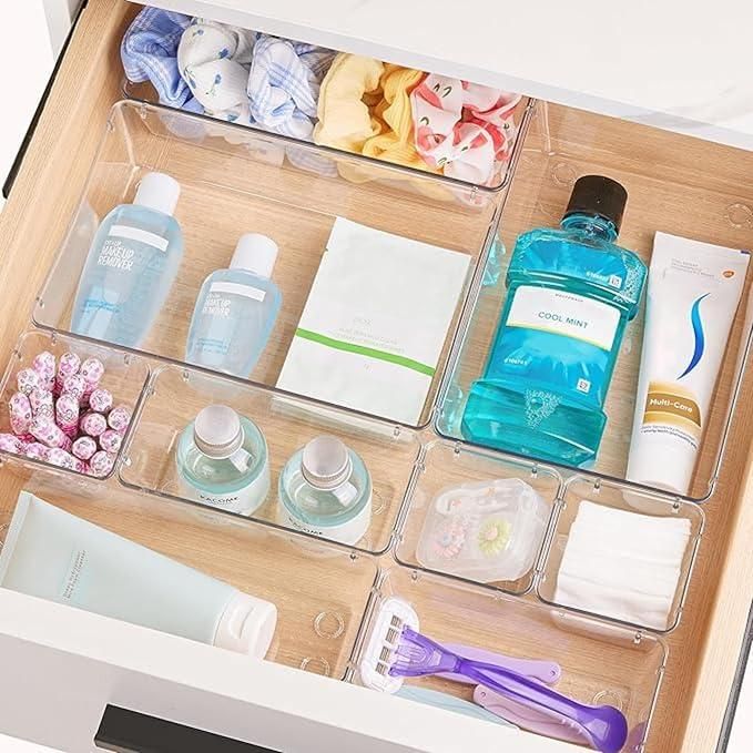 7-Piece Clear Acrylic Drawer Organizer Set