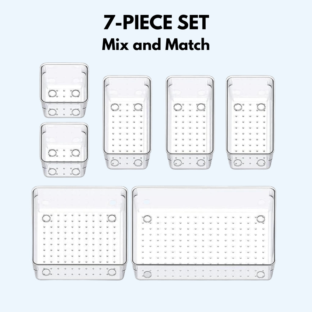 7-Piece Clear Acrylic Drawer Organizer Set
